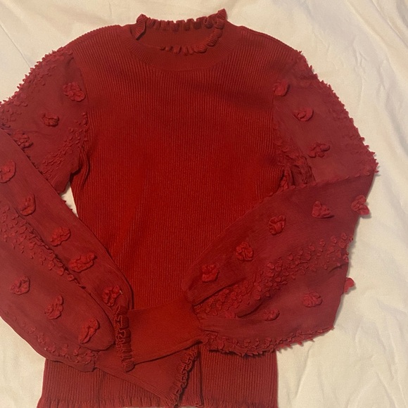 Source Unknown Red Textured Cowl Sweater - Picture 1 of 1
